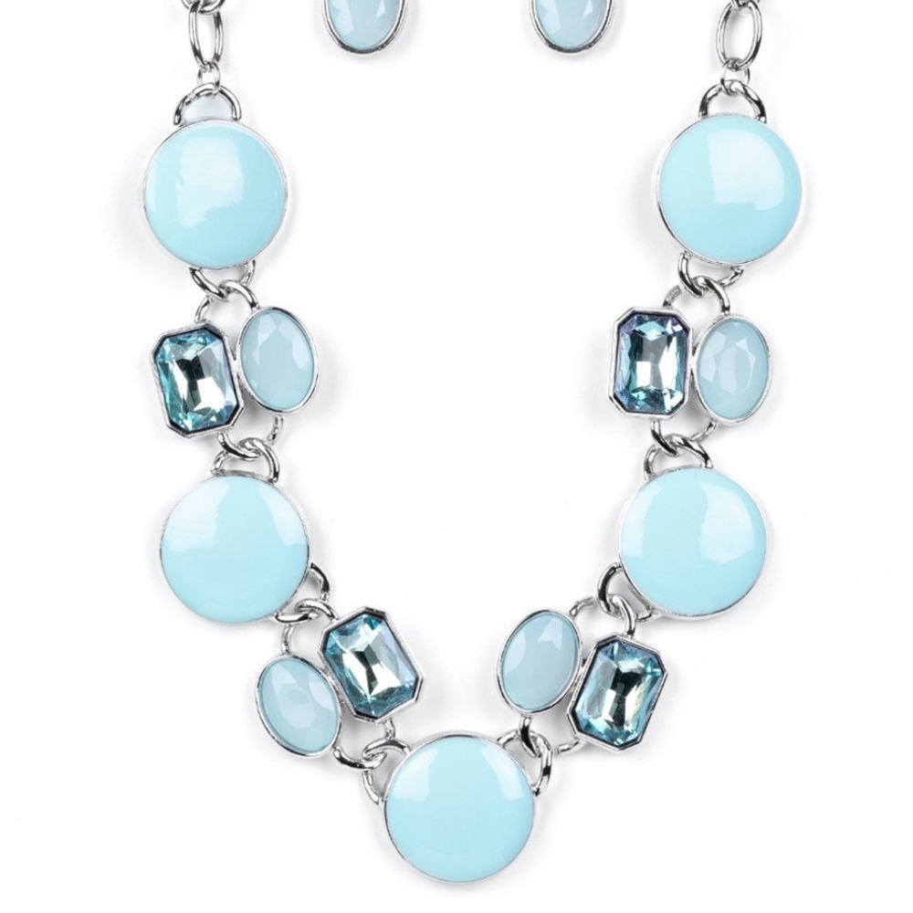 Paparazzi Blue and Silver Cabochon Necklace Dreaming in MultiColor Jewelry
